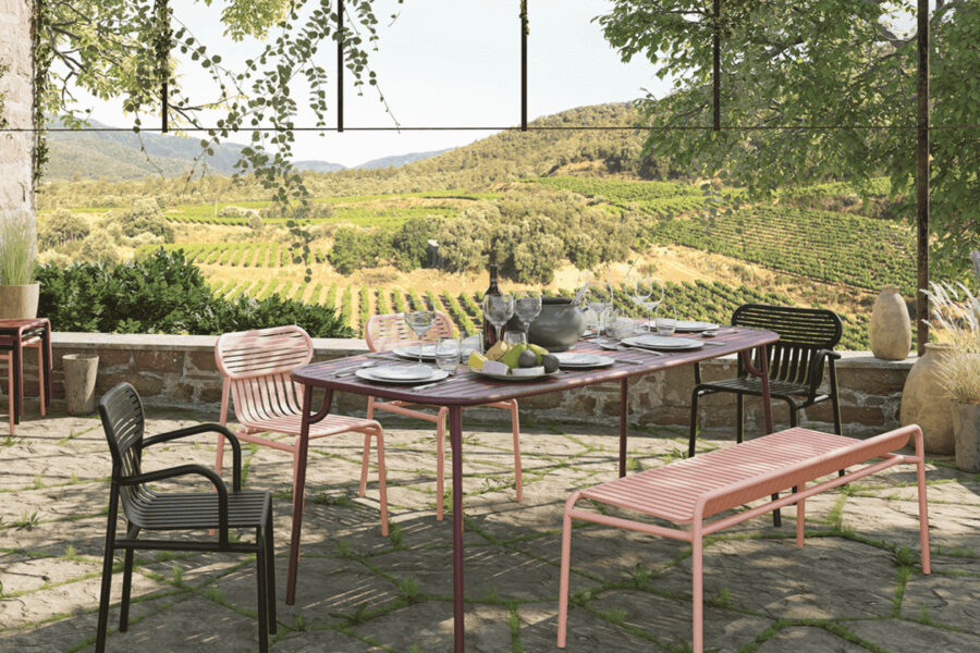 Banc de jardin sans dossier week end petite friture